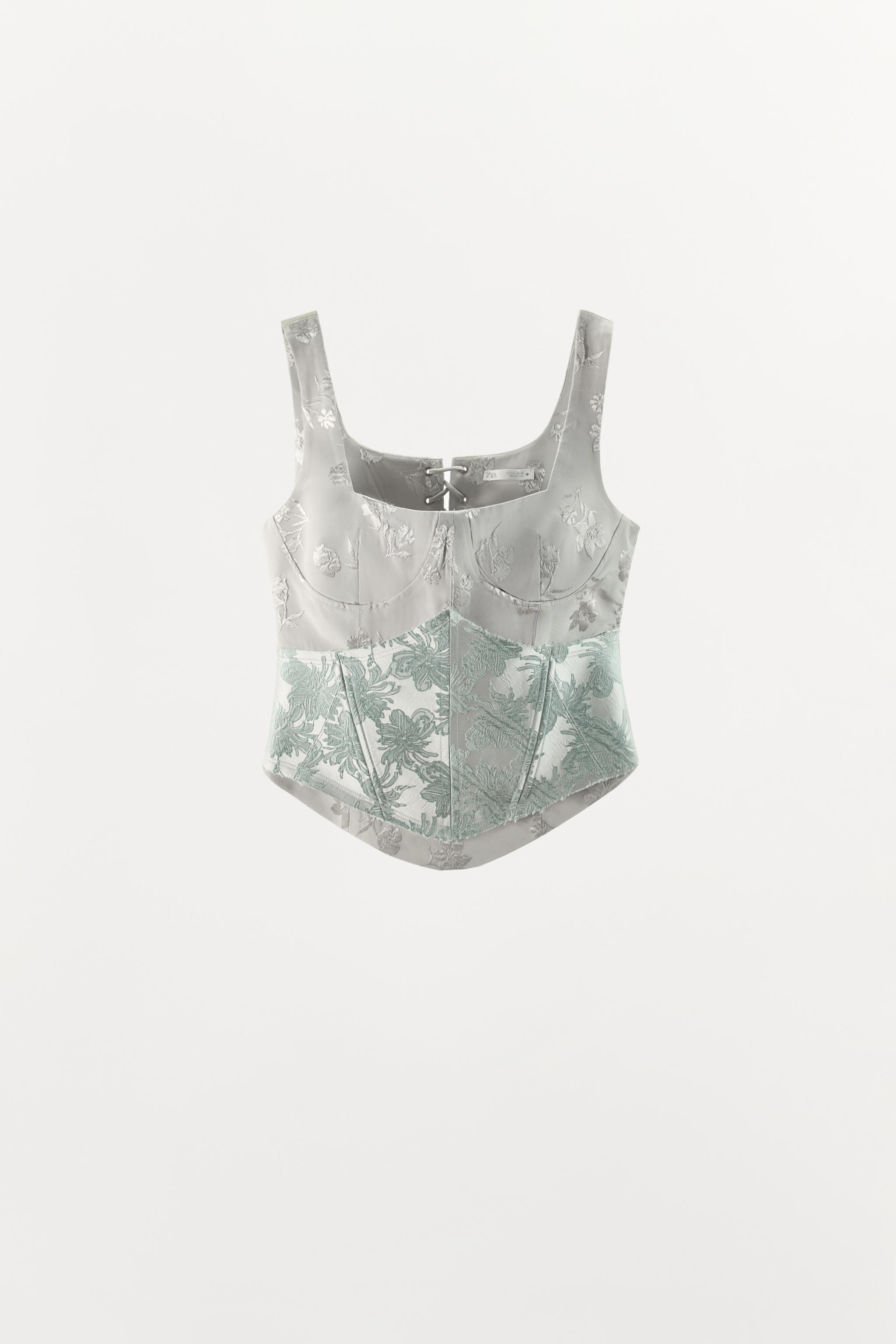 TOP CORSET EN JACQUARD COMBINÉ